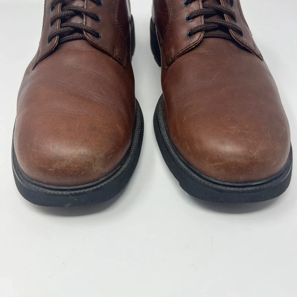 Rockport MJ401 Waterproof Oxford Mens 12 W Brown Leather Vibram Sole Derby